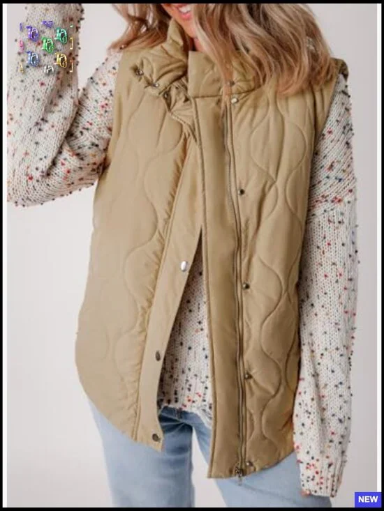 Cropped Puffer Vest Lightweight Quilted Stand Collar Sleeveless Jacket Chic - Picture 6 of 7